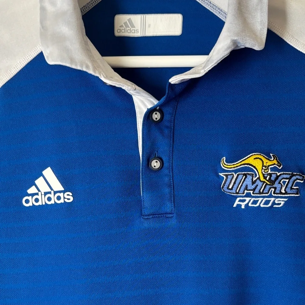 adidas Blue and Light Gray UMKC Roos Athletic Polo